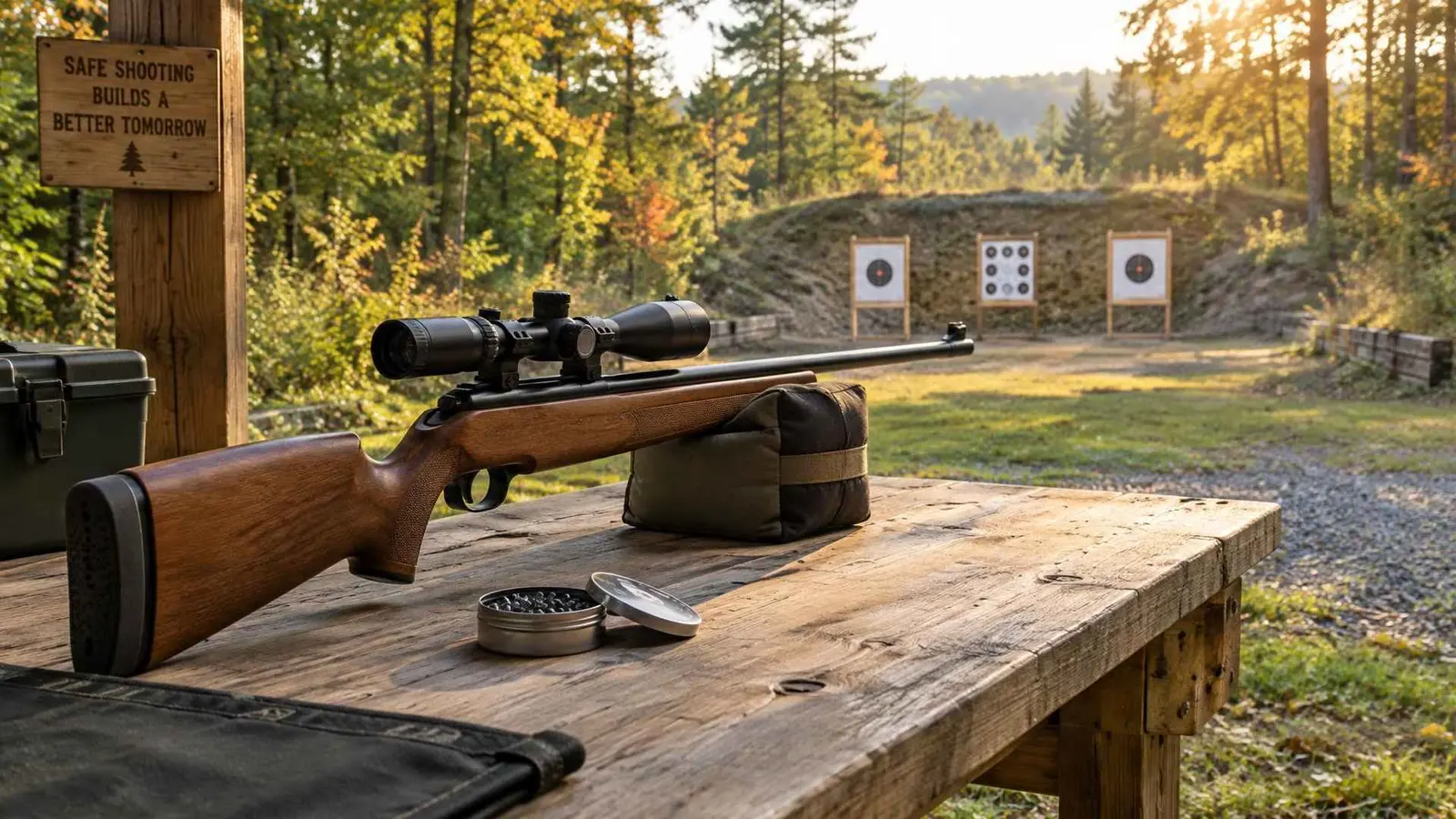 Quiet rural airgun range at late afternoon